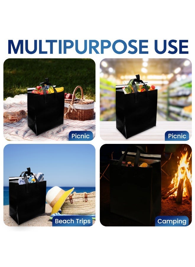 SNH Packing 25 Pack Black Insulated Food Bags 27x17x33 cm | Thermal Bags for Hot & Cold Food, Grocery Shopping & Delivery | Reusable Thermal Bag for Frozen Food, Groceries & Takeaway - Image 5
